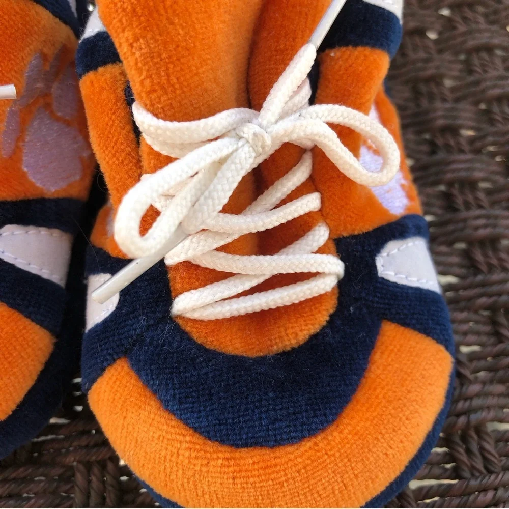 Baby shoes orange blue tiger paw clemson